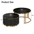 thumbnail image 2 of Harper & Bright Designs Round Nesting Coffee Table Set of 2, Metal Fluted Center Table with 2 Storage Drawers for Living Room, Black 27.6", 2 of 13
