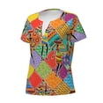 thumbnail image 2 of Naloa Dancing African Womans Print T-Shirts Short Sleeve V Neck Tees for Women Fashion Tops Trendy Lightweight Soft Casual Summer Outfits Clothes, 2 of 5