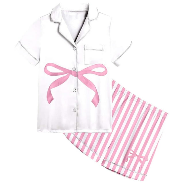 Ensemble de Pyjama à Rayures pour Filles – Pyjama à Manches Courtes pour Tout-Petits et Enfants pour le Printemps et l'Été