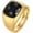 Gold Black, variant on Unisex Stainless Steel Gemstone Retro Minimalist Style Jewelry Design Personality Trendy Festival Ring
