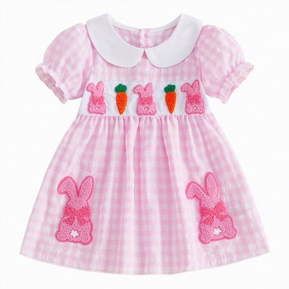 Kogui Cute Dresses for Girls Toddler Girls Tulle Summer Puff Sleeve Baby Girls Tutu Princess Party Casual Dress 3T 4T (Pink,3-4 Years)