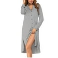 thumbnail image 2 of Elainilye Fashion PJs for Women Printed Long Sleeve Dress Casual Loose V-Neck Pajamas Nightdress Sleepwear,Black, 2 of 6