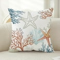 thumbnail image 3 of Pack of 4,Coral Starfish Seashell Beach Patterns Waterproof Pillow Covers Indoor Outdoor Throw Pillowcases Decorative Garden Cushion Case for Home Garden Patio Couch Balcony 18 x 18 inch Z006, 3 of 13