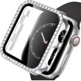 thumbnail image 3 of Xpm Compatible with Apple Watch 40mm iWatch Series SE 6 5 4 Bling Diamond Rhinestone Face Coverage with Tempered Glass Screen Protector [ Silver ], 3 of 11