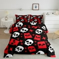 thumbnail image 2 of Erosebridal Ensembles de Couette Tête de Mort en Sucre Format Grand, Ensemble de Literie d'Halloween Fantôme Couette Grand, Insert de Couette Étoiles Rouges, Décoratif de Chambre Dessin Animé Respirant, Réversible, 3 Pcs, 2 of 8