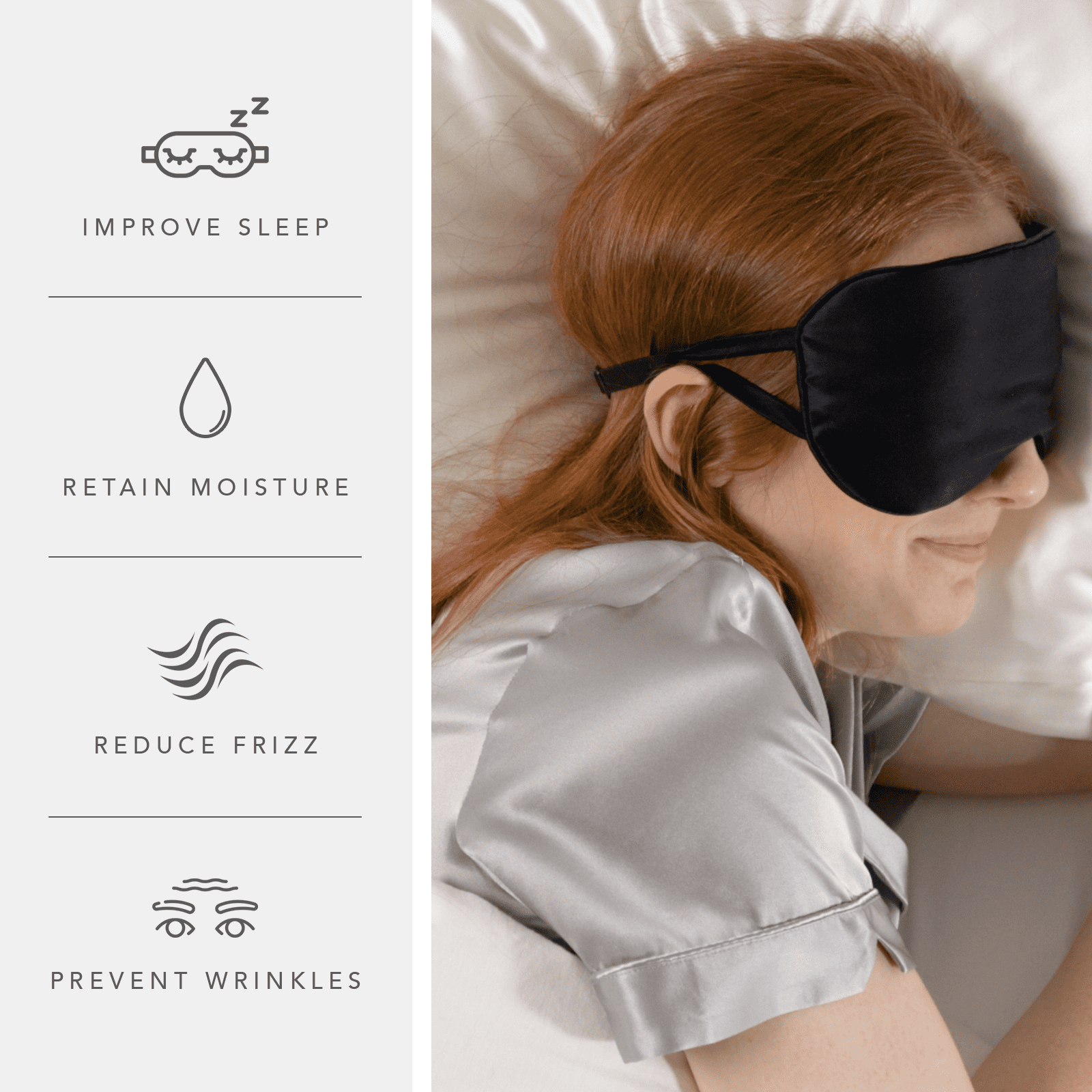 Fishers Finery Tranquility Therapeutic Silk Smooth Adjustable Sleep Eye Mask for Sleep Support Blue