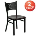 thumbnail image 2 of Flash Furniture 2 Pk. HERCULES Series Black Coffee Back Metal Restaurant Chair - Mahogany Wood Seat, 2 of 7