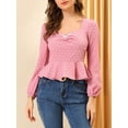 thumbnail image 5 of MODA NOVA Junior's Sweetheart Neck Ruffle Hem Heart Pattern Tops Pink 2XL, 5 of 5
