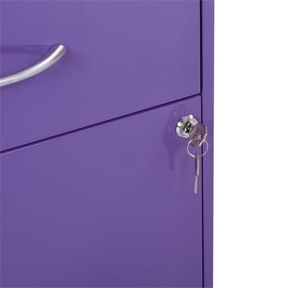 Scranton & Co 22" Modern Metal Pencil Box Storage File Cabinet in Purple