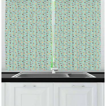 Flip Flop Curtains 2 Panels Set, Flat Design Illustration Summer Beach Elements Waffle Cone Ice Cream, Window Drapes for Living Room Bedroom, 55W X 39L Inches, Pale Blue Salmon Peach, by Ambesonne