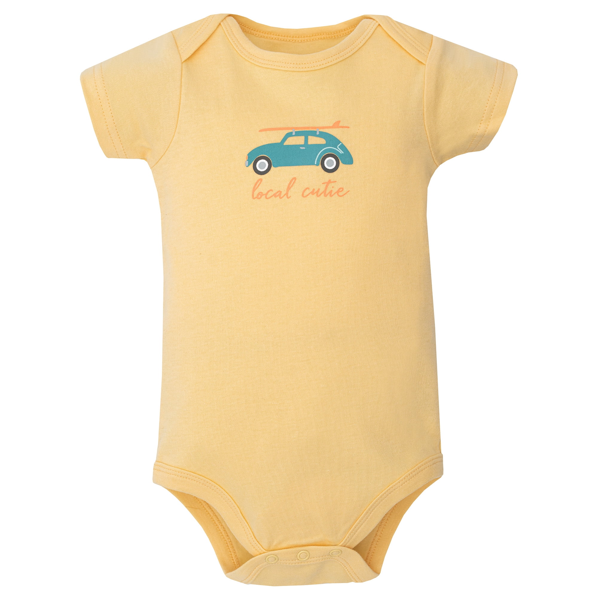Hudson Baby Infant Boys Cotton Bodysuits 5-Pack, Cutest Beach Dude, Newborn