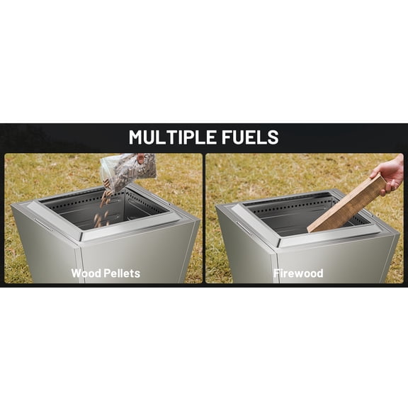 LiviNest Cyberpit One Pro 25 inch Smokeless Fire Pit, Pull-Out Ash Pan, Portable Outdoor Firepit with Carry Handle, Stainless Steel for Backyard Patio Camping