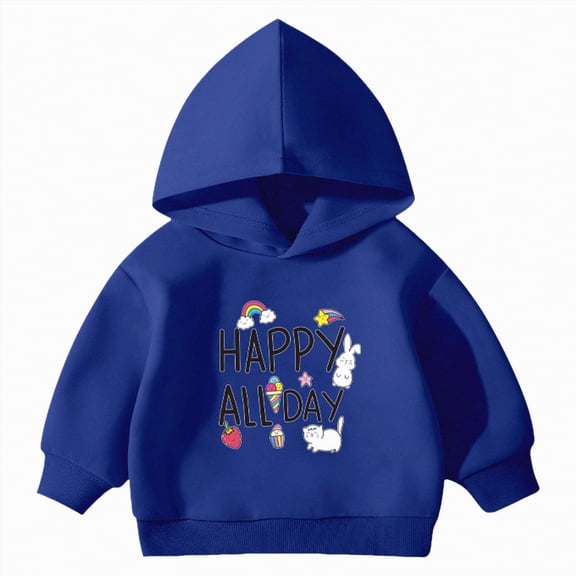 Ccpelsie Boys Pullover Hoodies Cute Graphic Printed Hooded Sweatshirt with Pocket for Little/Big Kids(Blue,2-3 Years)