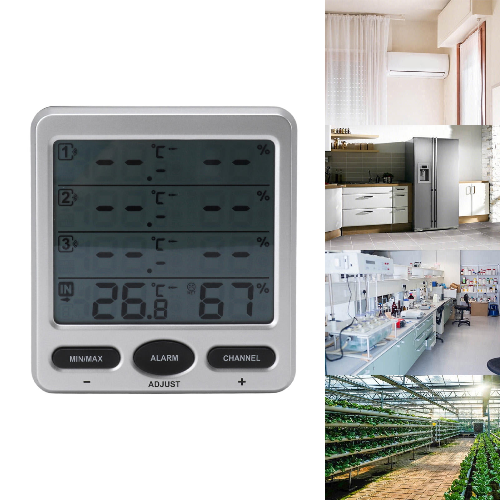 BIMZUC Wireless Thermohygrometer – 3‑Remote Sensors, High‑Precision Indoor/Outdoor Temp & Humidity Monitor, Smart Record, Portable
