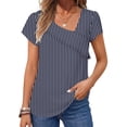 thumbnail image 3 of UVN Womens Chiffon Blouses Asymmetrical V Neck Shirts for Women Short Sleeve Elegant Tops, 3 of 8