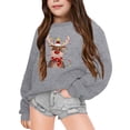 thumbnail image 1 of PMVFHDE Chandail à Capuche Grande Taille pour Enfants Automne et Hiver à Manches Longues Imprimé Col Rond pour Garçons et Filles Manteau à Capuche Chaud Mode Filles, Gris, 9-10 Ans, 1 of 4
