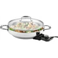Electric Skillet By Cucina Pro 18/10 Stainless Steel with Tempered