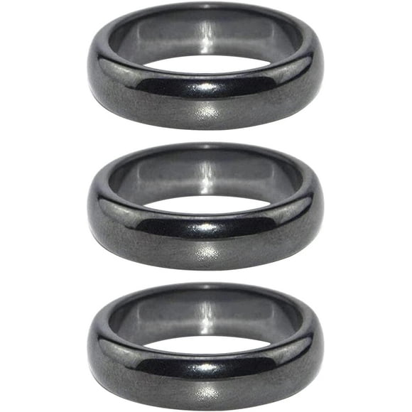 3Pcs Hematite Rings For Women Men Unisex Couple Magnetic black stone Negative Energy Break Magnetic Ring Size 6