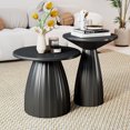 thumbnail image 6 of Outdoor Side Tables Set of 2, Small Round End Table, Weather Resistant Metal Steel Side Table for Patio Yard Balcony Garden Bedside, No Assembly, Black, 6 of 8