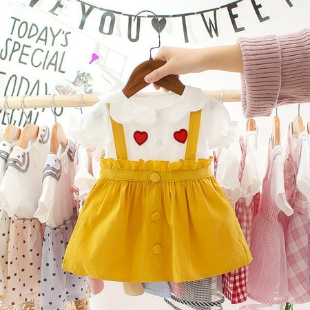 

Leutsin Infant Baby Girls Short Sleeve Love Print Ruffles Princess Dress Clothes