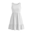 thumbnail image 4 of Girl's Summer Dresses Spaghetti Strap Swing Pleated Cotton Dress Tween Kids Boho Beach Casual Midi Sundress White 11-12 Years, 4 of 6