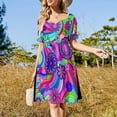 thumbnail image 4 of Vestido de manga corta con estampado floral hippie y moderno, estilo coreano, para mujer., 4 of 7