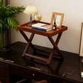 thumbnail image 6 of Folding Bamboo Bedside Tray Table, Portable Snack Serving Stand for Sofa Living Room, Compact Side Table with Guardrail for Drinks(E), 6 of 6