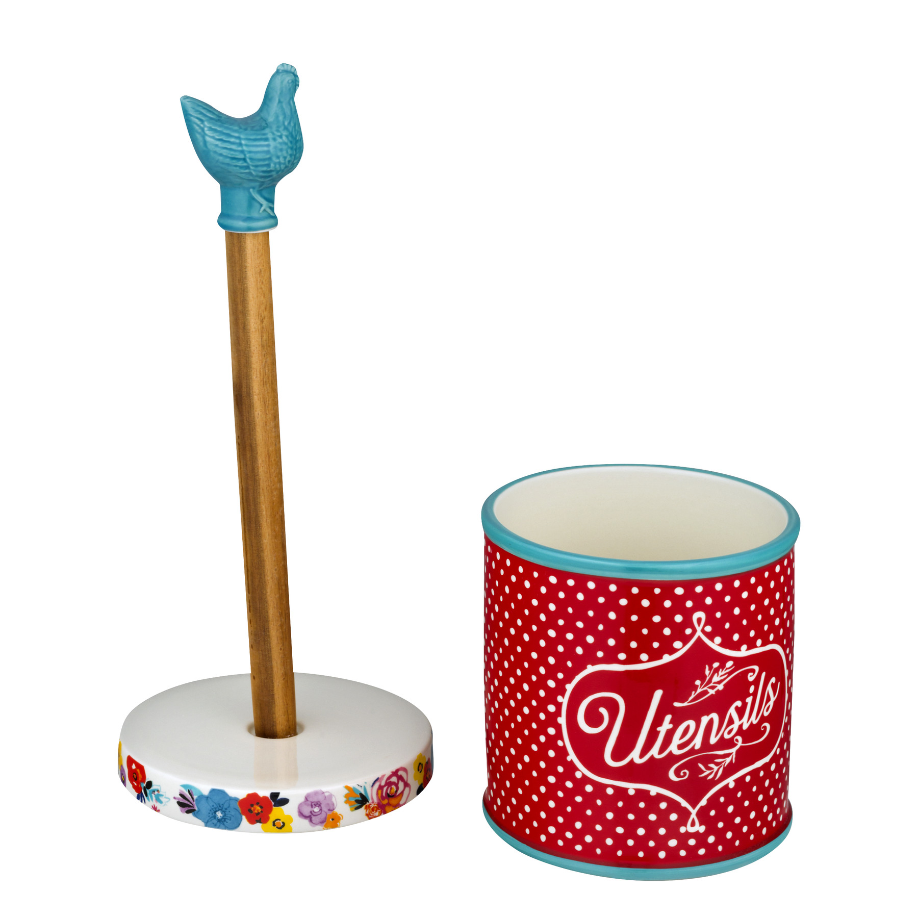 The Pioneer Woman Flea Market Paper Towel Holder and Utensil Crock, Turquoise - image 4 of 6
