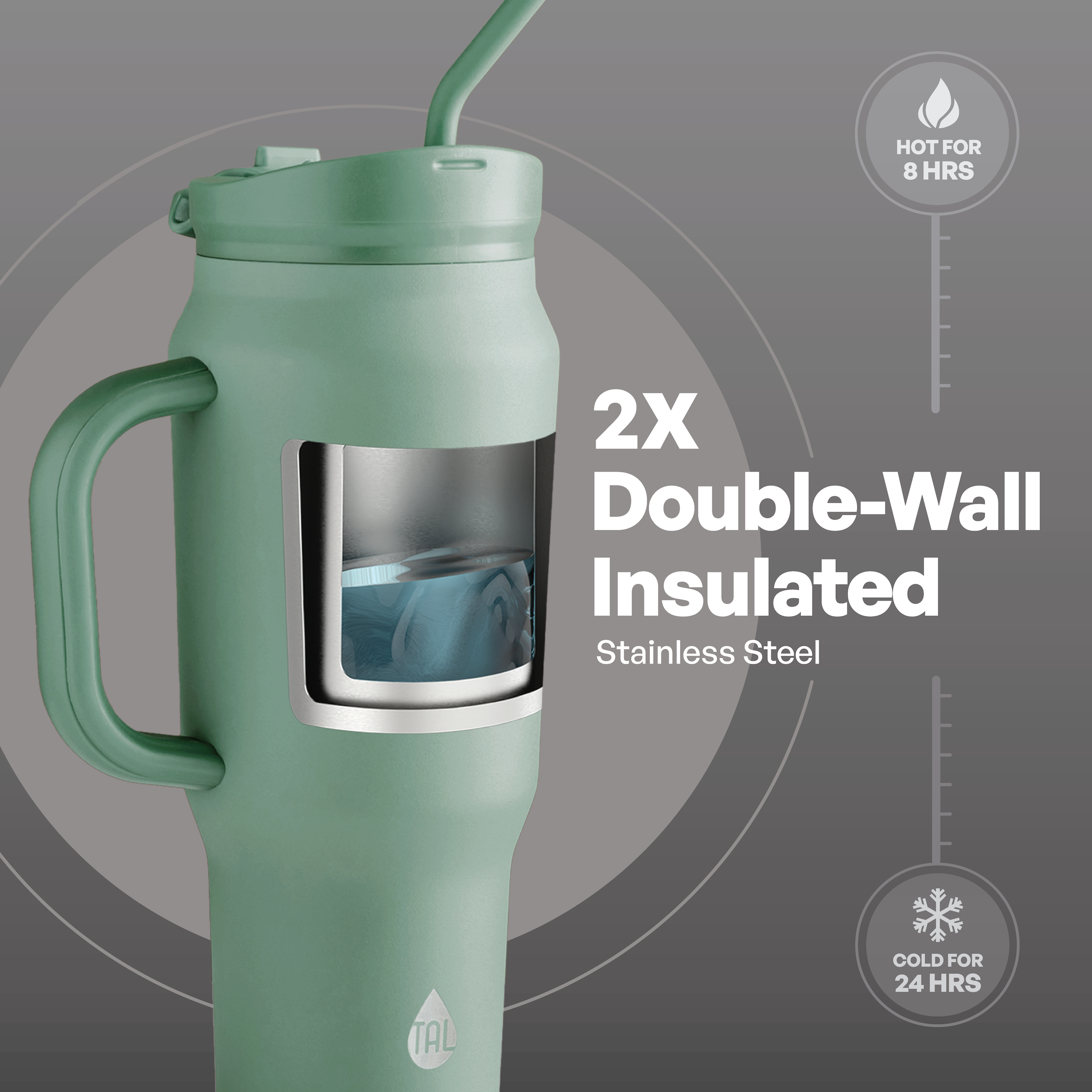 TAL 30oz Stainless Steel Travel Mug with Silicone Straw photo 4
