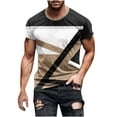 thumbnail image 2 of DDAPJ pyju Mens Geometric Print T Shirt Short Sleeve Muscle Shirts Lightweight Workout Graphic Tees Big and Tall Casual Hipster Streetwear Tops Khaki XL, 2 of 5