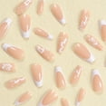 thumbnail image 5 of Fofosbeauty 24pcs Press on Nails, 2024 Fake Nails Short Coffin Tips Design, French Flower Pure White, 5 of 8