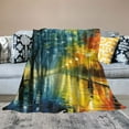 thumbnail image 2 of COMIO Lightweight Colorful Rainbow Abstract Streetscape Flannel Blanket (Universal 1) White, 2 of 6