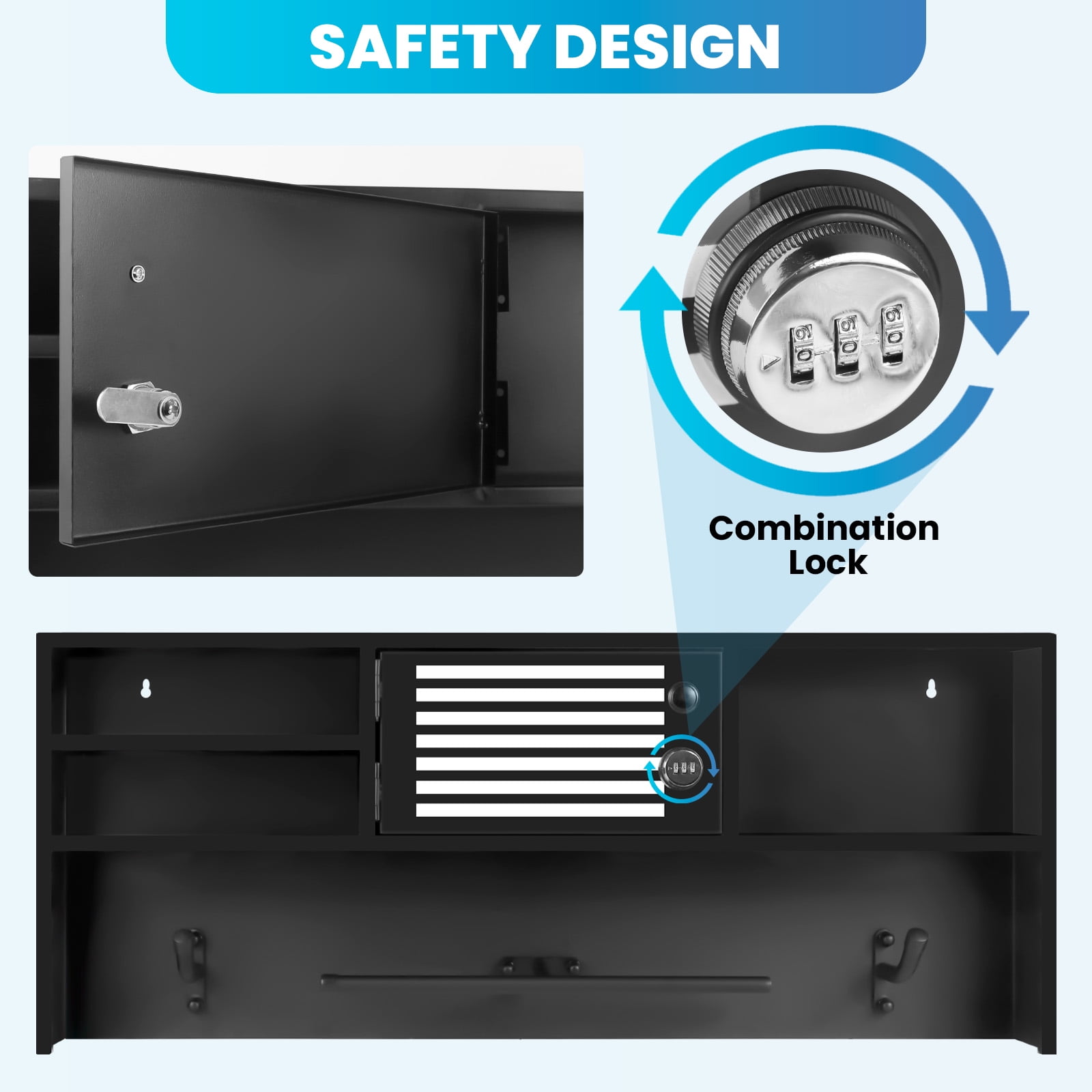 Tactical Duty Gear Rack Decor, Police Gear Rack, Body Armor Stand, Black, Powder Coated Wall Mounted with Hooks, 140 LBS Capacity for Police Academy Graduation Gift