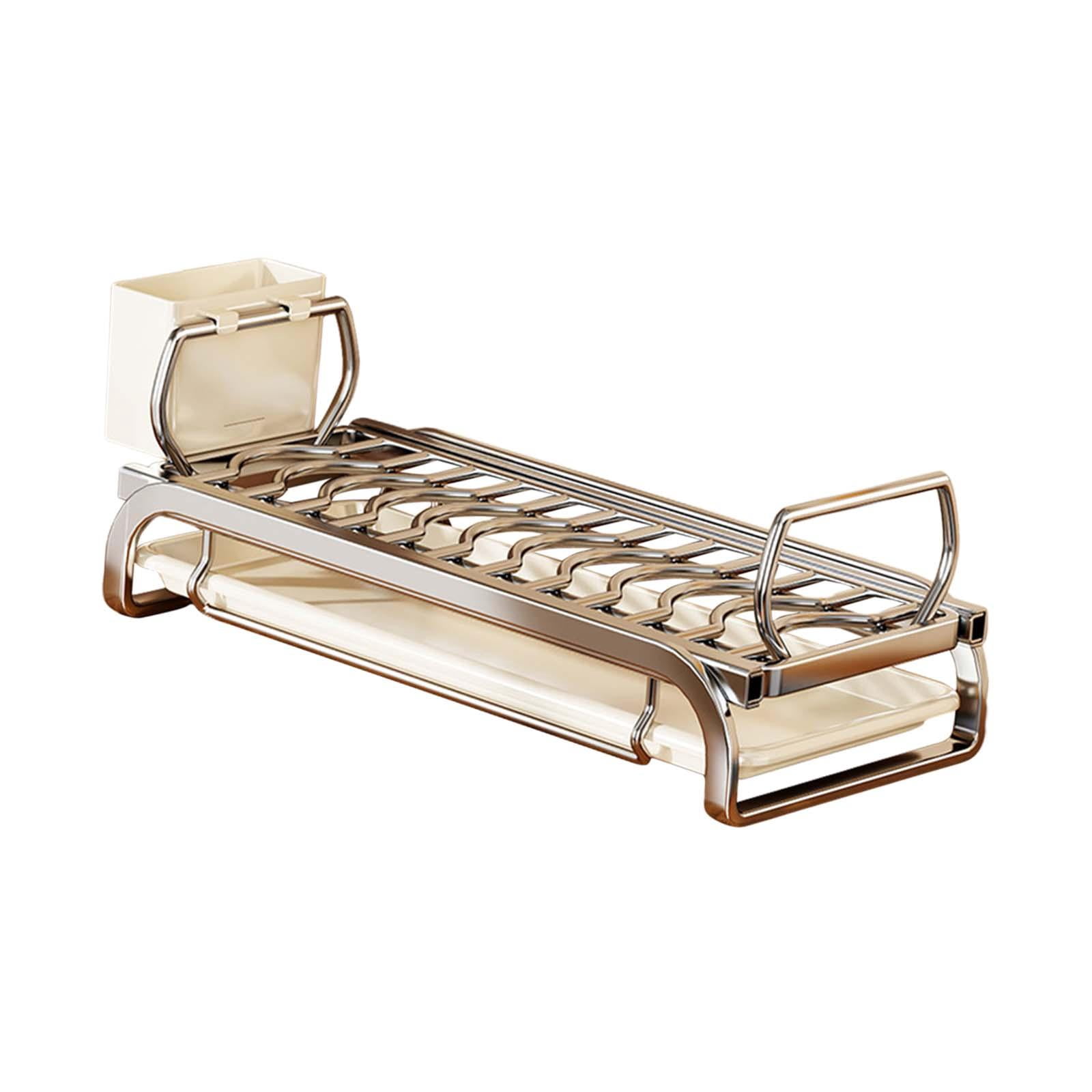 Fiocias Bowl Drying Rack Multipurpose Space Saving with Cutlery Holder Dish Storage Rack L