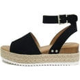 thumbnail image 2 of Soda Women's Ankle Wrap Espadrille Flat (Black Nubuck, 9), 2 of 3