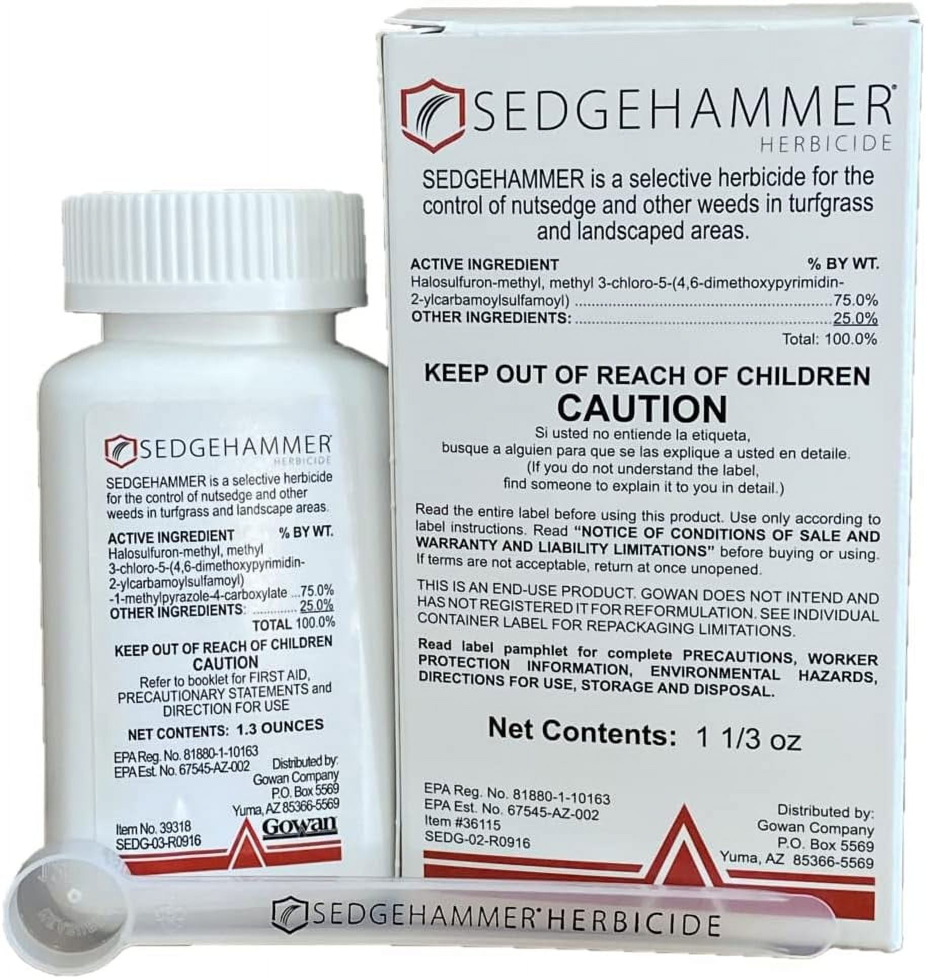 SedgeHammer Turf Herbicide for Nutsedge and Weeds. 1.33 ounce. Treats 1 to 2 acers