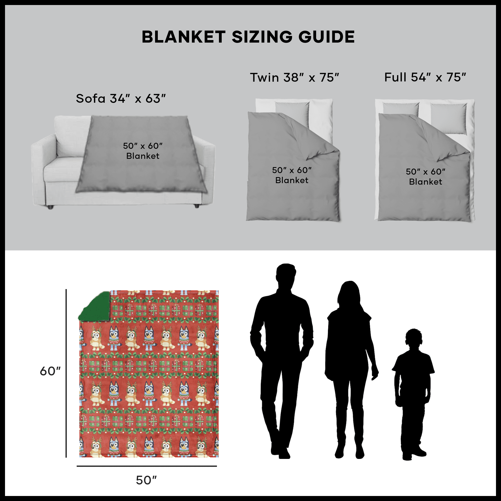 Bluey Holidays are Nice Silk Touch Throw Blanket with Sherpa Reverse 50 x 60 inches