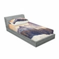 thumbnail image 3 of Ambesonne Nature Fitted Sheet & Pillow Sham Set, Winter Evening Mountain, Queen, Multicolor, 3 of 3