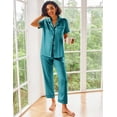 thumbnail image 5 of Ekouaer Silk Satin Pajamas Set Women Short Sleeve Sleepwear Soft Button Down Loungewear Pjs Set, 5 of 6