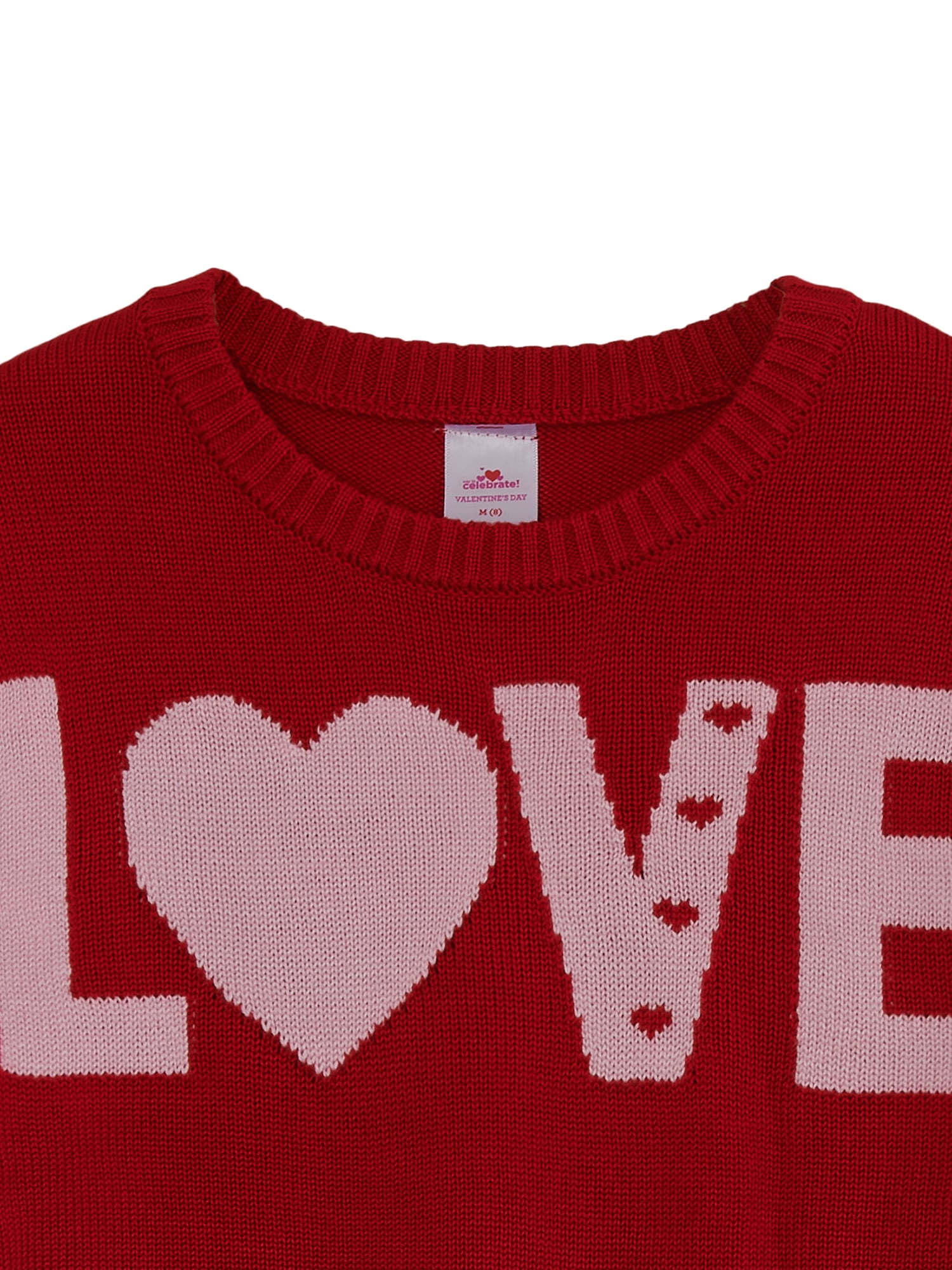 Way to Celebrate Girls Valentine's Day Sweater, Sizes 4-18