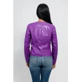 thumbnail image 4 of Whet Blu VIOLET Vegan Faux Leather Fashion Zip-Up Stylish Design Lightweight Outerwear Jacket Women Purple Large, 4 of 5