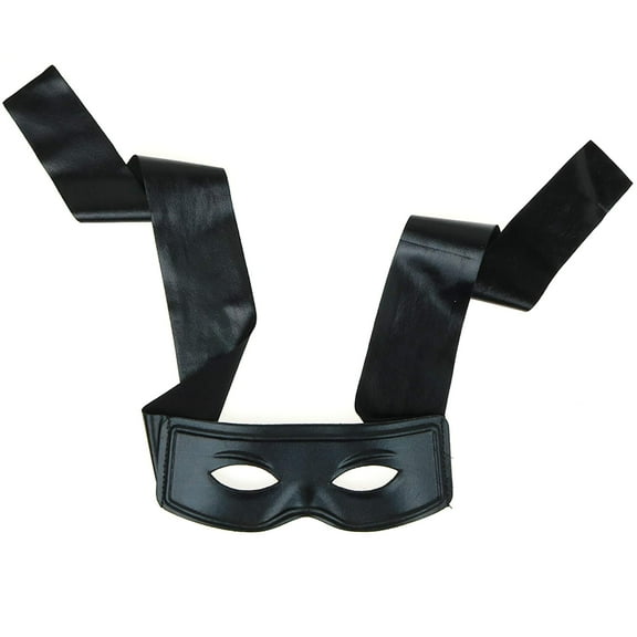 Skeleteen Black Burglar Masquerade Mask - Faux Leather Costume Bank Robber Thief Mask with Tie Strings