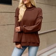 thumbnail image 6 of VEKDONE Women's Mock Neck Sweatshirt Oversized Long Sleeve Loose Fit Pullover Top Solid Color Lightweight Comfy Lounge Sweatshirts Wine S, 6 of 8