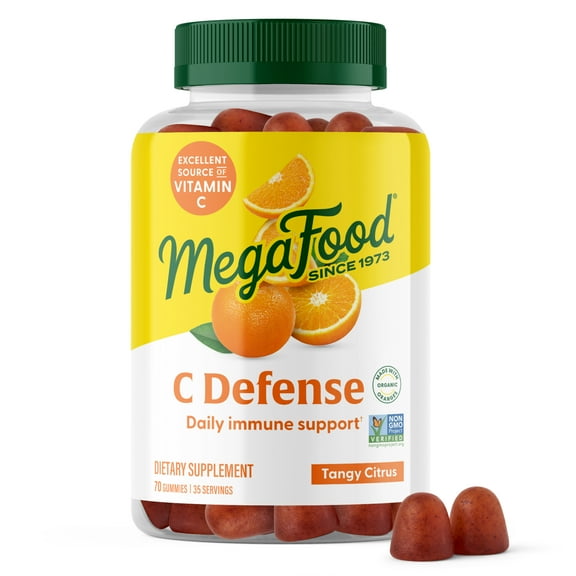 MegaFood C Defense Immune Support - Vitamin C Gummies - Citrus Flavor, Vegan - 35 Servings