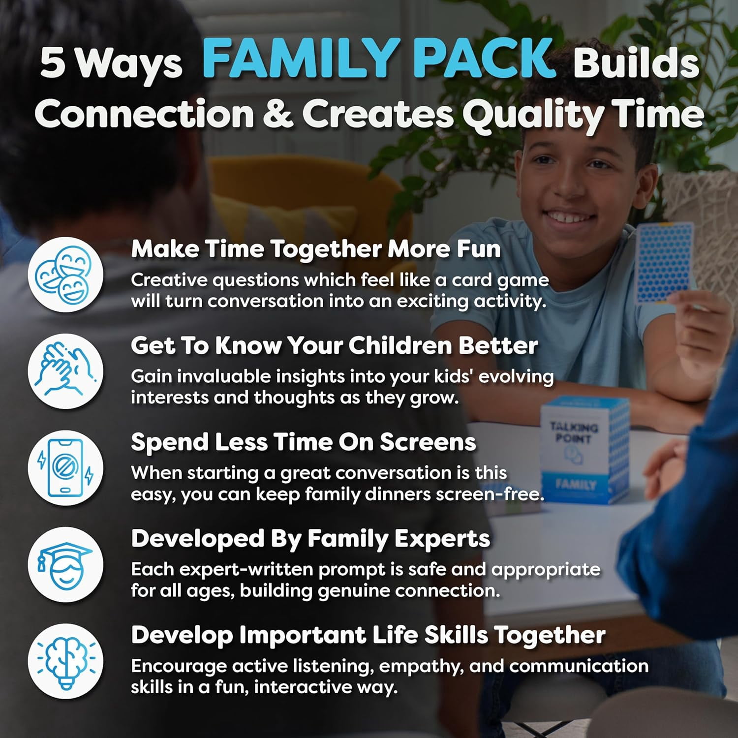 Talking Point 200 Family Conversation Cards - Put Down The Phones & Connect with Family - Get to Know Each Other Better with Meaningful Talk