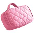 thumbnail image 1 of Bolsa de maquillaje pequeña, bolsa de cosméticos para mujer, organizador de maquillaje de viaje de 2 capas, bolso de mano negro, bolsa de mano, capacidad compacta para uso diario, soporte, 1 of 5