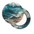 thumbnail image 2 of KLL Blue Ocean Waves Round Bar Chair Cushion Cover 13 inch ,Bar Stool Protector with Elastic, Soft Washable, 2 of 6