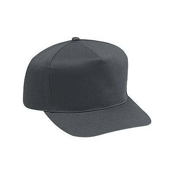 Cotton Twill Five Panel Pro Style Caps, Black