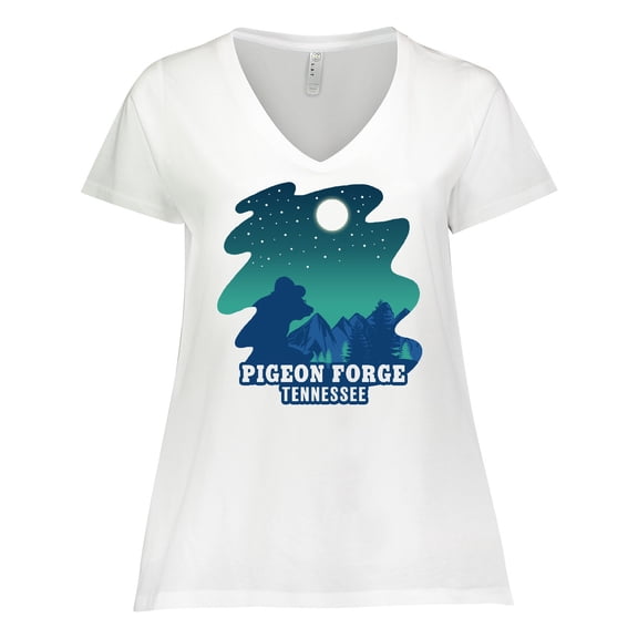 Inktastic Smoky Mountains Pigeon Forge Tennessee with Bear Women's Plus Size V-Neck T-Shirt