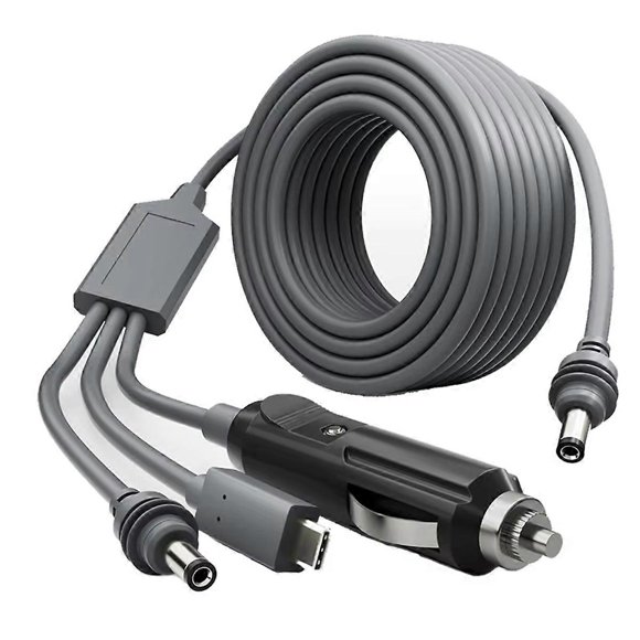 3 in 1 DC Power Cable 10FT USB C 12-24V Lighter Plug and DC Male Power Cable Cord for Mini